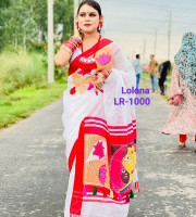Puja Specil Handpaint and applic work saree with running blouse