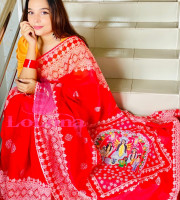 পূজা  প্রিমিয়াম চান্দেরি সিল্ক শাড়ী - DP-6045