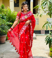 Halfsilk Saree With Blouse  JS-911